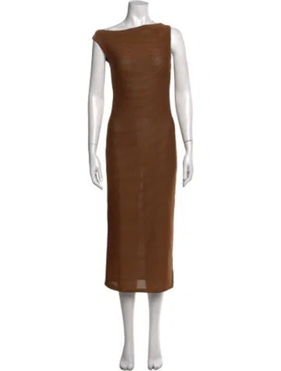 Pre-owned Astr Striped Midi Length Dress W/ Tags In Brown