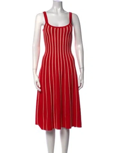 Pre-owned Astr Striped Midi Length Dress W/ Tags In Red