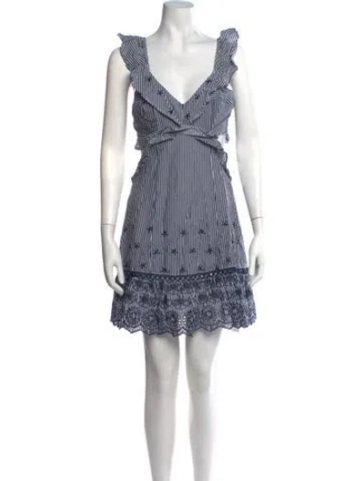 Pre-owned Astr Striped Mini Dress In Blue