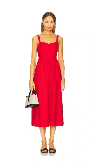Astr Structured Linen Dress In Red