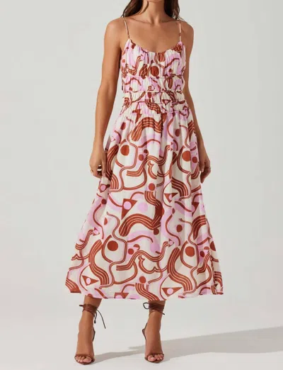 Astr Suzy Dress In Abstract Print In White