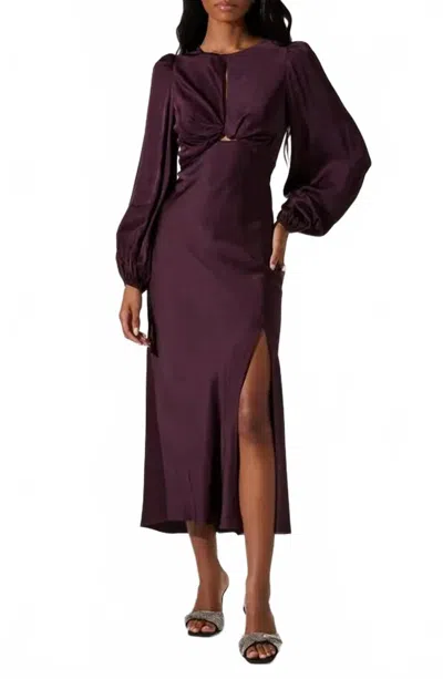 Astr Suzy Satin Dress In Dark Plum In Purple