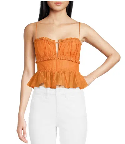 Astr Sylvan Sleeveless Peplum Top In Papaya In Brown