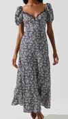 Astr Sylvie Dress In Navy Ditsy In Multi
