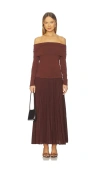 Astr Tanaia Mixed Media Dress In Brown