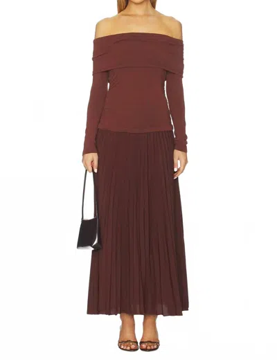 Astr Tanaia Mixed Media Dress In Brown