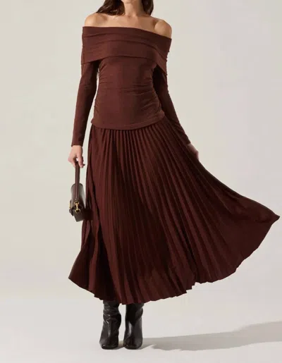 Astr Tanaia Mixed Media Dress In Brown