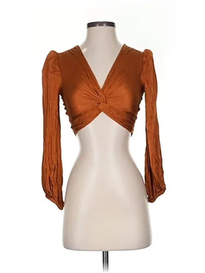 Pre-owned Astr Tank Top Brown Plunge Neckline Tops