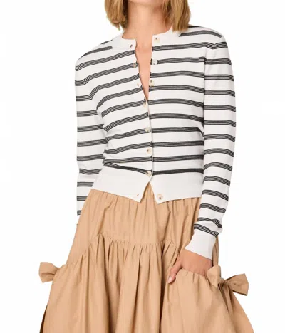 Astr Tawni Stripe Cardigan In Black & White In Multi