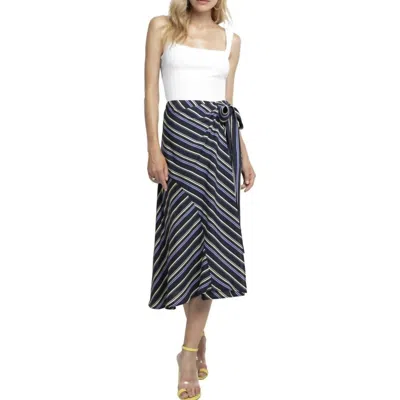 Astr Teagan Skirt In Purple & Yellow Stripe In Multi