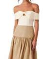 Astr Telayna Off Shoulder Bow Top In Off White In Neutral