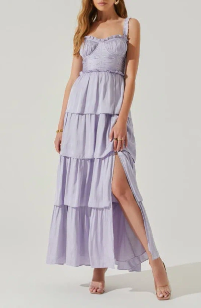 Astr Tempany Tiered Corset Maxi Dress In Lilac