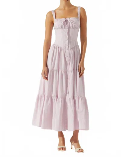ASTR TEMPERANCE TIERED MILKMAID MAXI DRESS IN LILAC