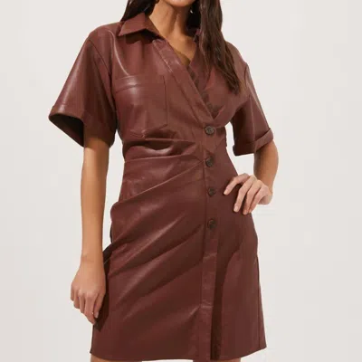 Astr Terra Faux Leather Mini Dress In Brown