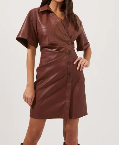 Astr Terra Faux Leather Mini Dress In Rust Brown