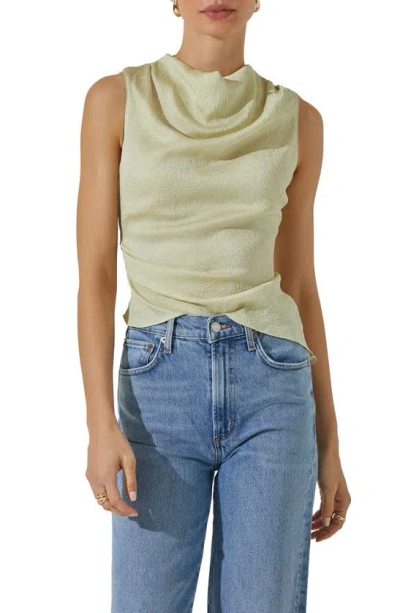 Astr Texture Drape Satin Top In Celery