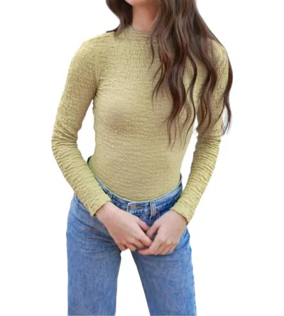 Astr Textured Long Sleeve Bodysuit In Celery In Multi