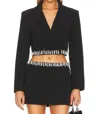 Astr The Hazel Rheinstone Trim Cropped Blazer In Black In Black