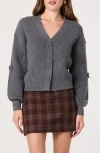 Astr The Label 3d Floral Cardigan In Gray
