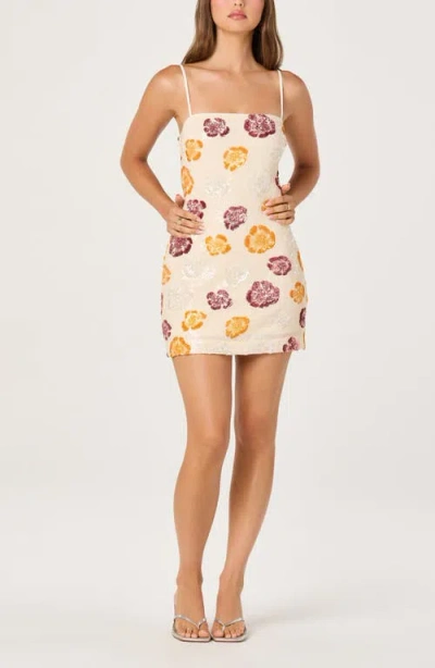 Astr The Label Abelia Sequin Flower Minidress In Multi