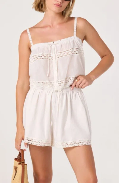 Astr The Label Abrielle Embroidered Detail Cotton Top In White