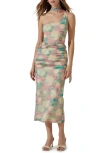 ASTR ASTR THE LABEL ABSTRACT PRINT ASYMMETRIC MIDI DRESS