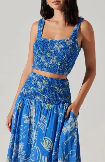 Astr The Label Abstract Print Crop Top In Blue Lemon Print