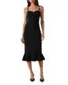 Astr The Label Adana Bow Strap Ruffle Midi Dress In Black