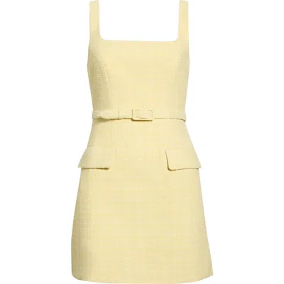 Astr The Label Adelyn Belted Tweed Minidress In Yellow
