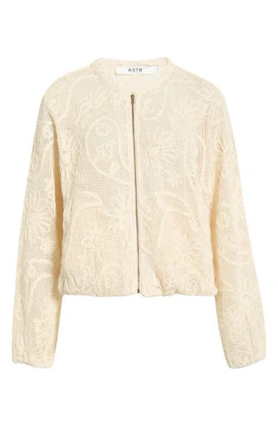 Astr The Label Aeva Embroidered Floral Lace Jacket In Neutral