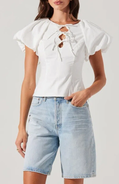 Astr The Label Aine Tie Detail Cotton Top