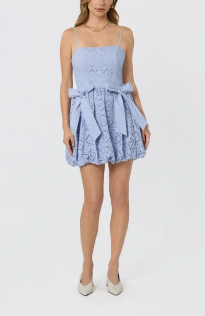 Astr The Label Aislinn Eyelet Bubble Hem Minidress In Blue