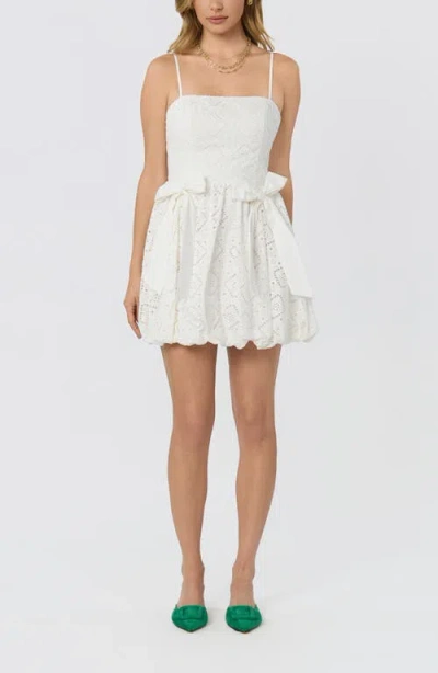 Astr The Label Aislinn Eyelet Bubble Hem Minidress In White