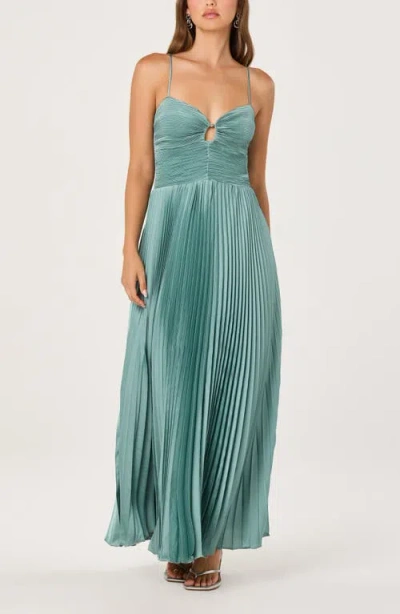 Astr The Label Alaia Pleat Evening Gown In Green