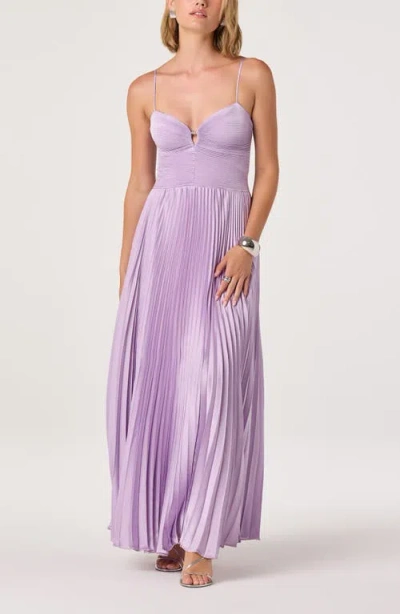 Astr The Label Alaia Pleat Evening Gown In Purple