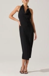 Astr The Label Alanna Metal Buckle Detail Halter Neck Dress In Black