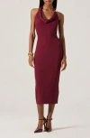 Astr The Label Alanna Metal Buckle Detail Halter Neck Dress In Burgundy