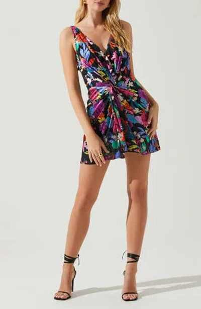 Astr The Label Alivia Floral Print Ruched Minidress In Pink Multi