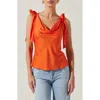 Astr Allexina Satin Cowl Neck Top In Orange In Orange