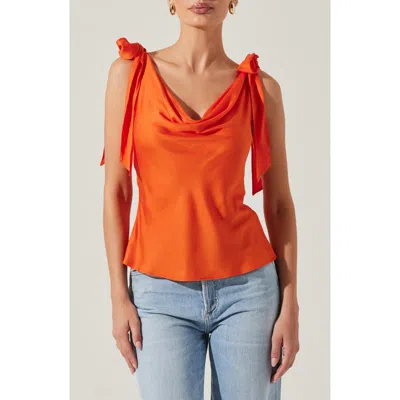 Astr The Label Allexina Cowl Neck Top In Orange