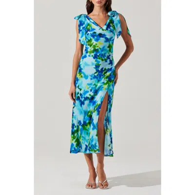 Astr The Label Allexina Tie Shoulder Maxi Dress In Blue