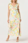 Astr Allexina Front Thigh Slit Maxi Dress In Yellow Water In Yellow