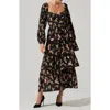 Astr The Label Alumie Long Sleeve Tiered Maxi Dress In Black