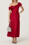 Astr The Label Alyssa Off The Shoulder Satin Gown In Red