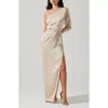 Astr The Label Amari One-shoulder Cutout Maxi Dress In Gold