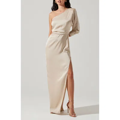 Astr The Label Amari One-shoulder Cutout Maxi Dress In Gold