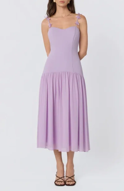 Astr The Label Amia Floral Mixed Media Party Dress In Purple