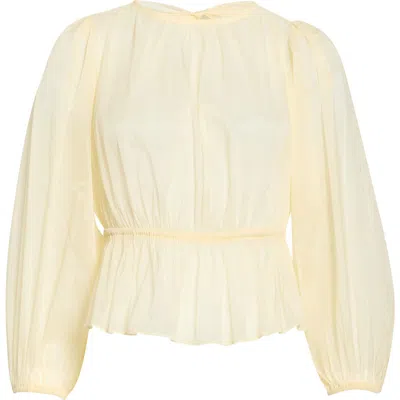 Astr The Label Amie Peplum Sheer Chiffon Top In Yellow