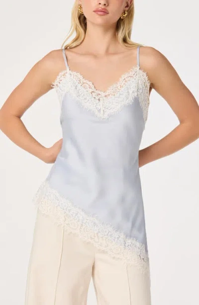 Astr The Label Analise Lace Trim Asymmetric Satin Camisole In Blue