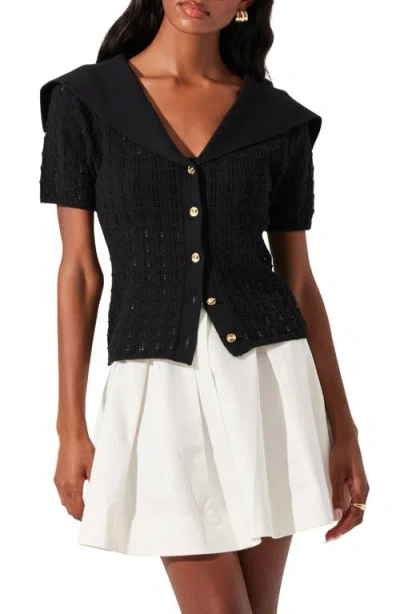 Astr The Label Analissa Short Sleeve Cardigan In Black